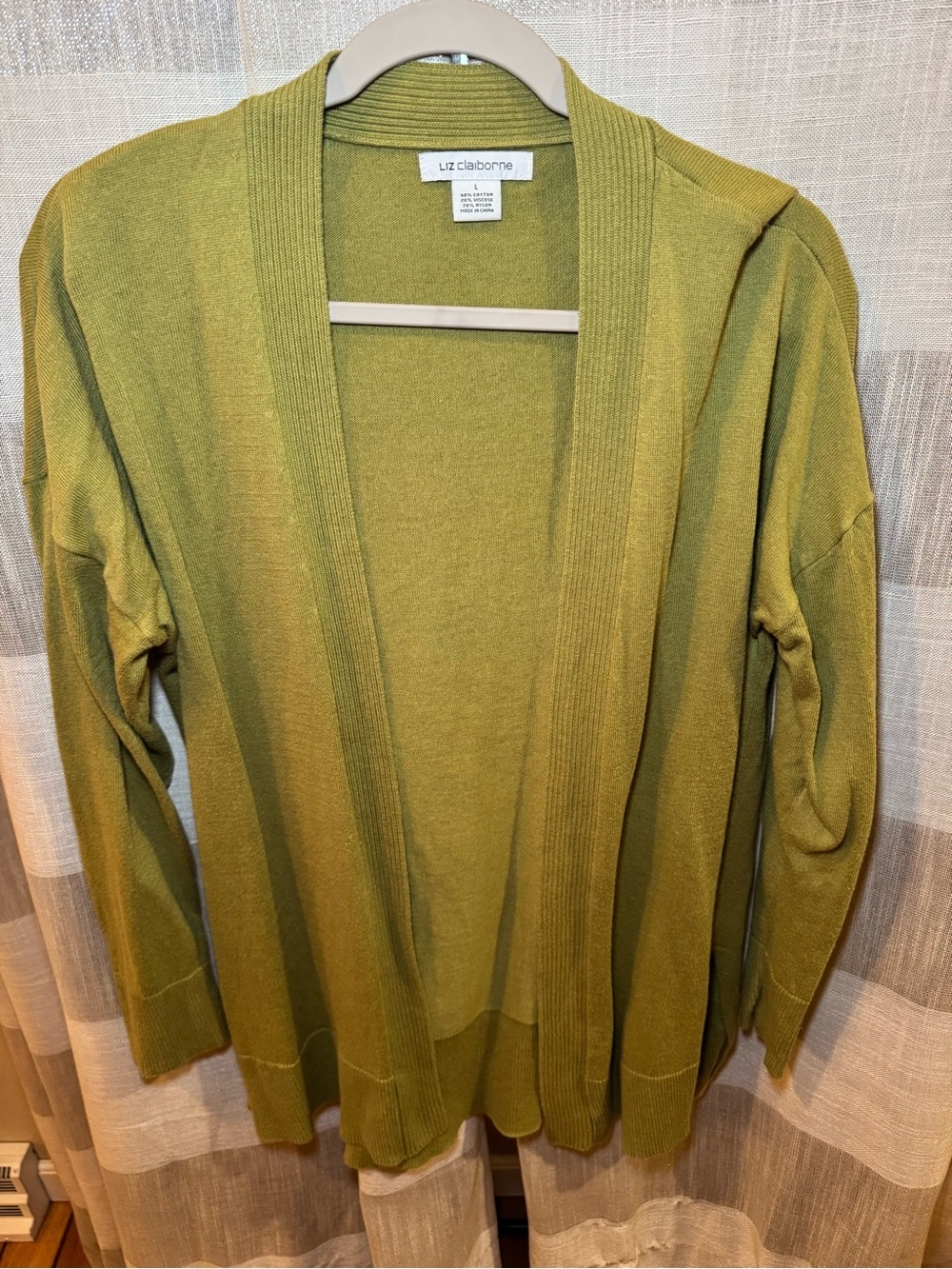 Liz Claiborne Olive Open-Front Women's Cardigan